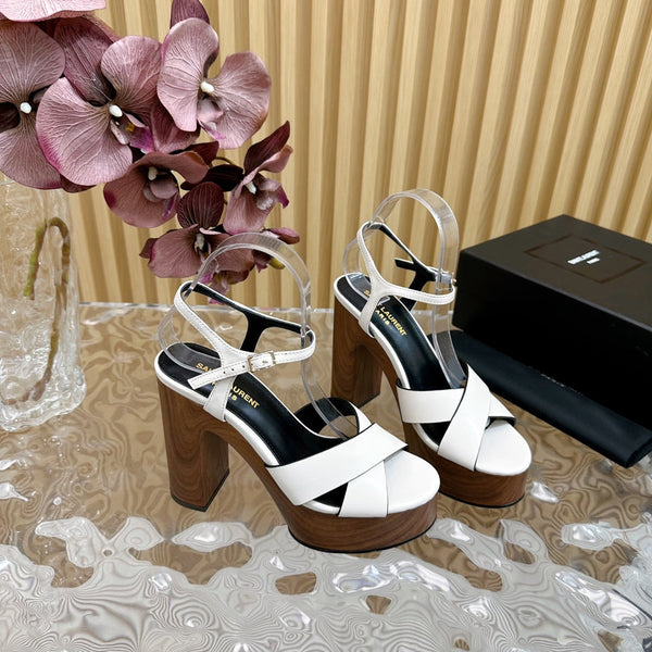 SANDALO SL BIANCA PLATFORM IN PELLE DI VITELLO BIANCA