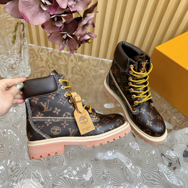 Stivaletto alla caviglia LV x Timberland 6-In High End in pelle di vitello monogramma marrone scuro