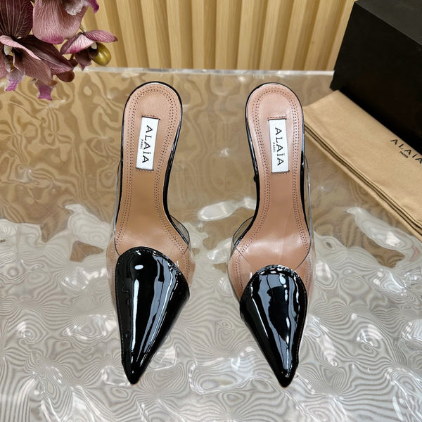 Alaila Mule 100mm In Pelle Di Agnello Nera 957217