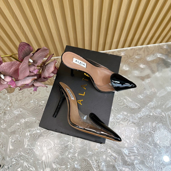 Alaila Mule 100mm In Pelle Di Agnello Nera 957217