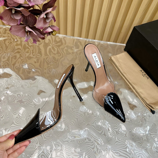 Alaila Mule 100mm In Pelle Di Agnello Nera 957217