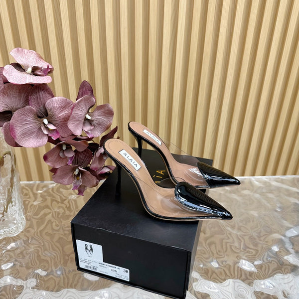 Alaila Mule 100mm In Pelle Di Agnello Nera 957217