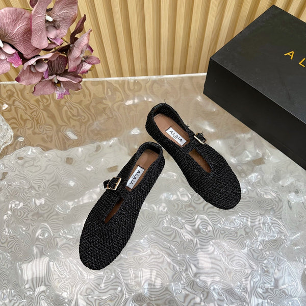Ballerine Alaia in tessuto elasticizzato nero Sedge 102276