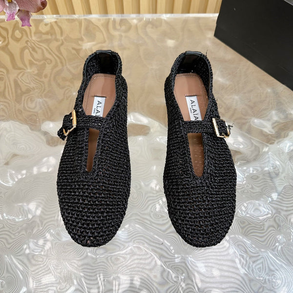 Ballerine Alaia in tessuto elasticizzato nero Sedge 102276