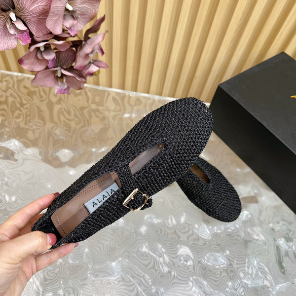 Ballerine Alaia in tessuto elasticizzato nero Sedge 102276