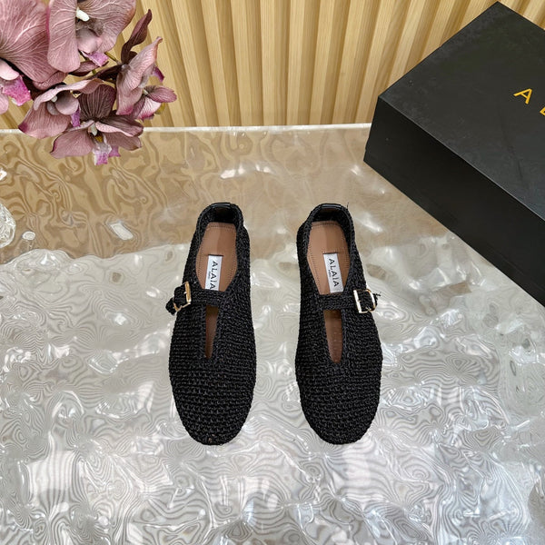 Ballerine Alaia in tessuto elasticizzato nero Sedge 102276