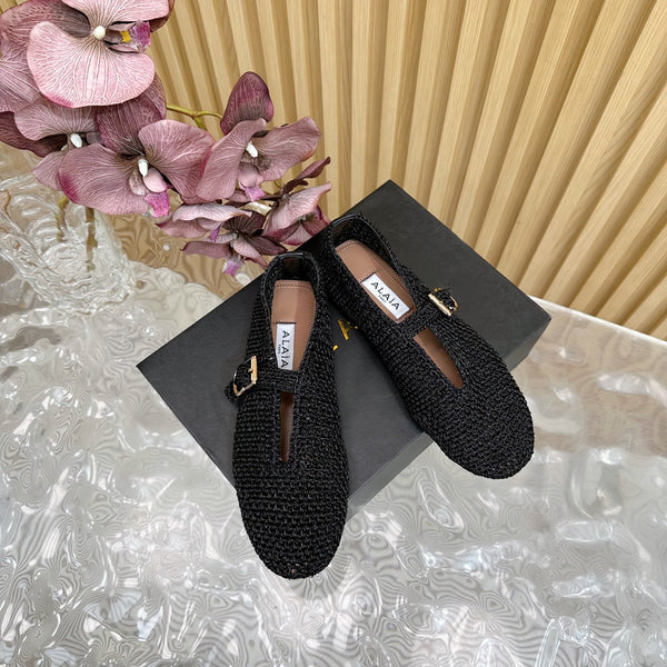 Ballerine Alaia in tessuto elasticizzato nero Sedge 102276