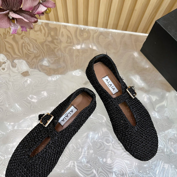 Ballerine Alaia in tessuto elasticizzato nero Sedge 102276