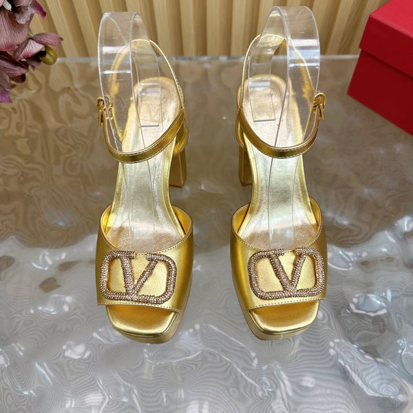 Sandali con tacco alto VT 110mm in pelle di vitello color oro 286485