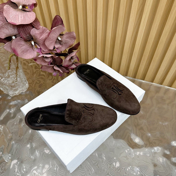 CELINE 25 Slippers Brown Velvet 285913