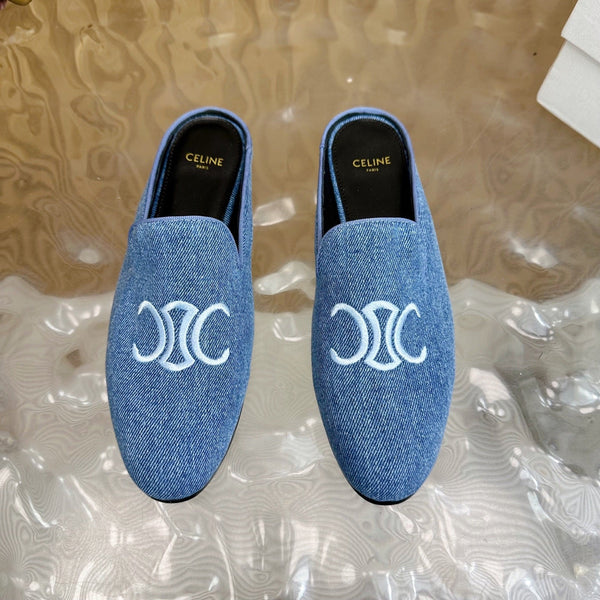 CELINE 25 Slippers Blue Denim 285915