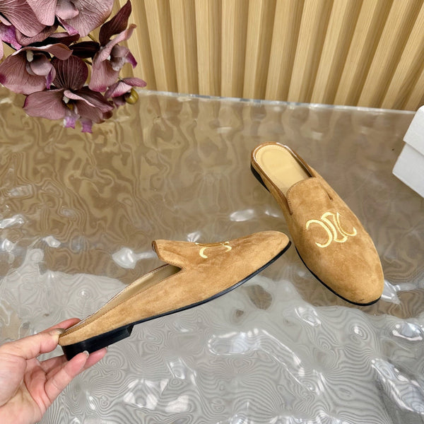 CELINE 25 Slippers Brown Suede 285916