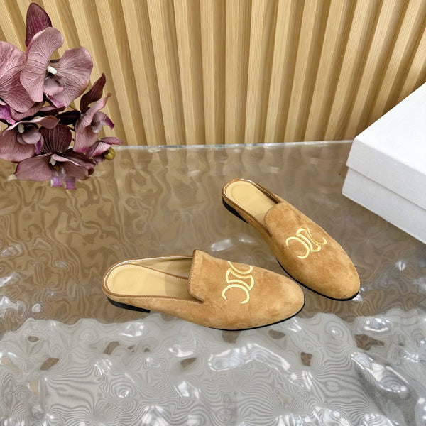 CELINE 25 Slippers Brown Suede 285916
