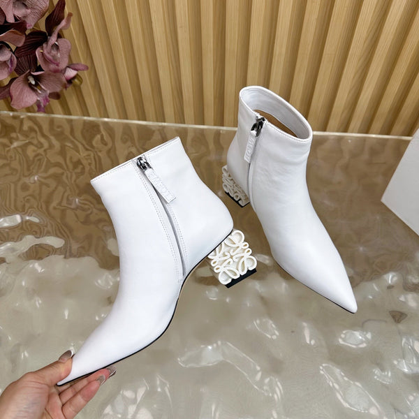 Loewe Anagram Ankle Boots 60mm White Cowhide 437034