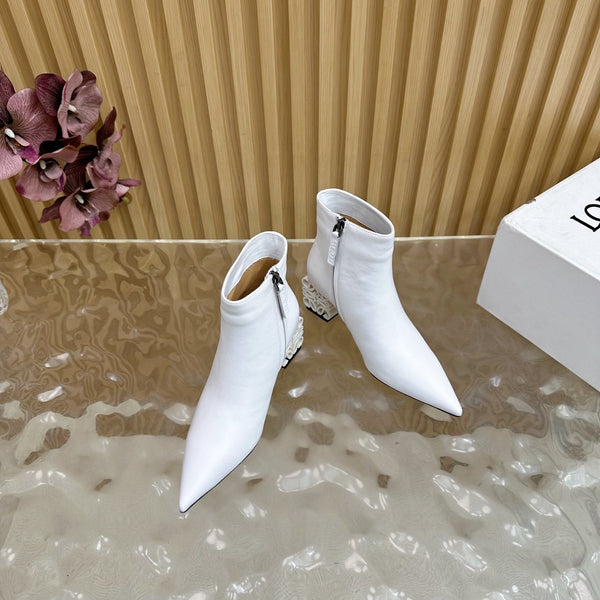 Loewe Anagram Ankle Boots 60mm White Cowhide 437034