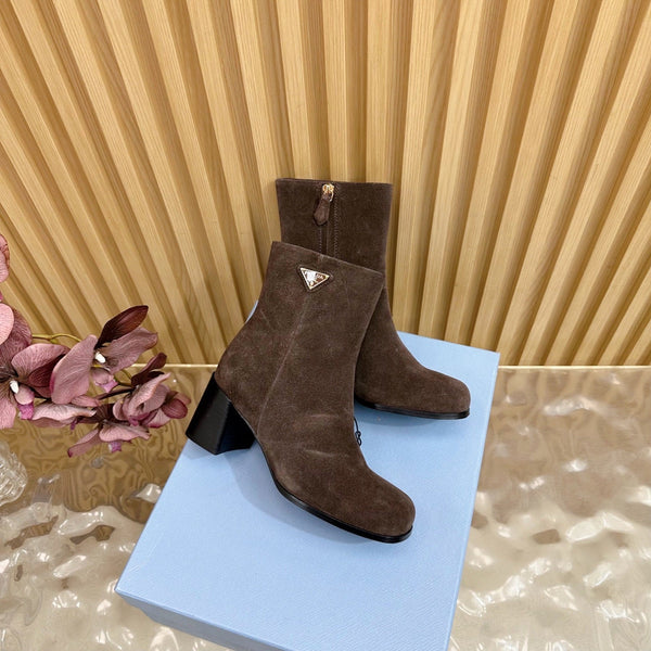Prada 25 Boot Brown Black Suede 498222