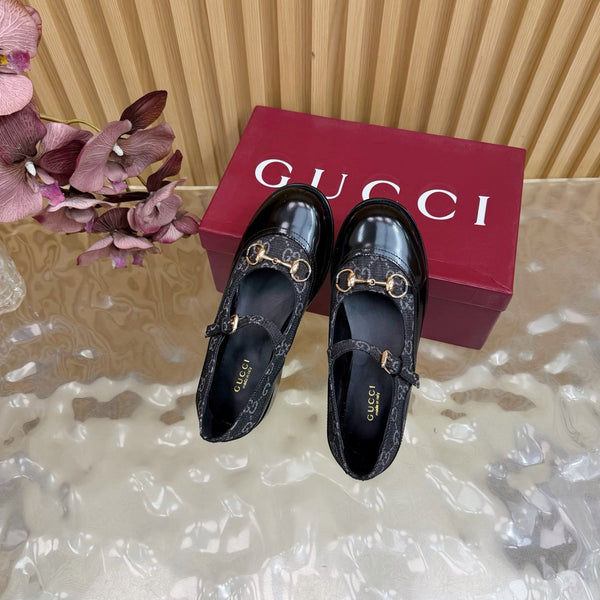 GG 26 Slip-on Black Sheepskin Double G Denim 589459