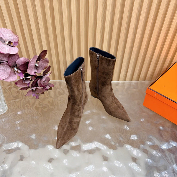 HM Leonie Ankle Boots 7cm Dark Brown Suede 589199