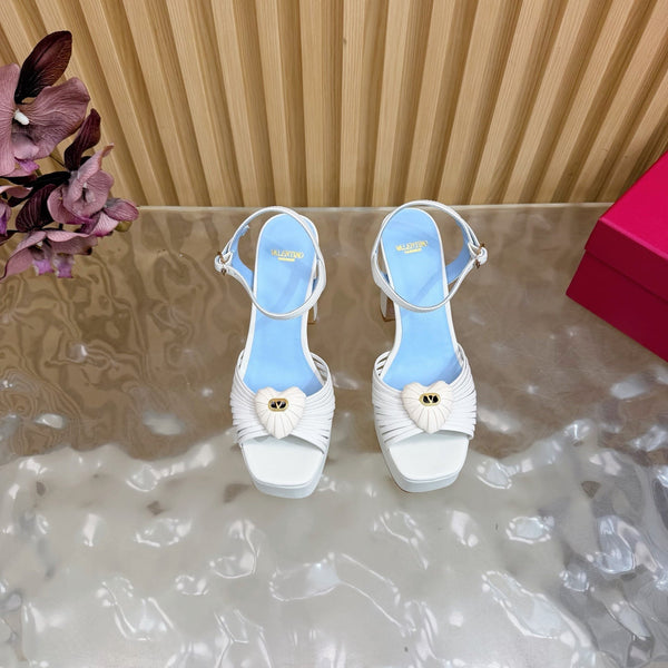 Sandale Valentino Royal 11,5cm en cuir blanc et bleu 702273