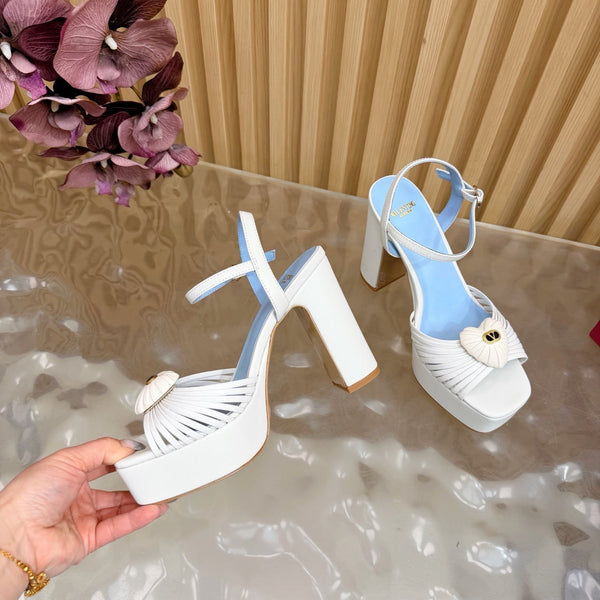 Sandale Valentino Royal 11,5cm en cuir blanc et bleu 702273