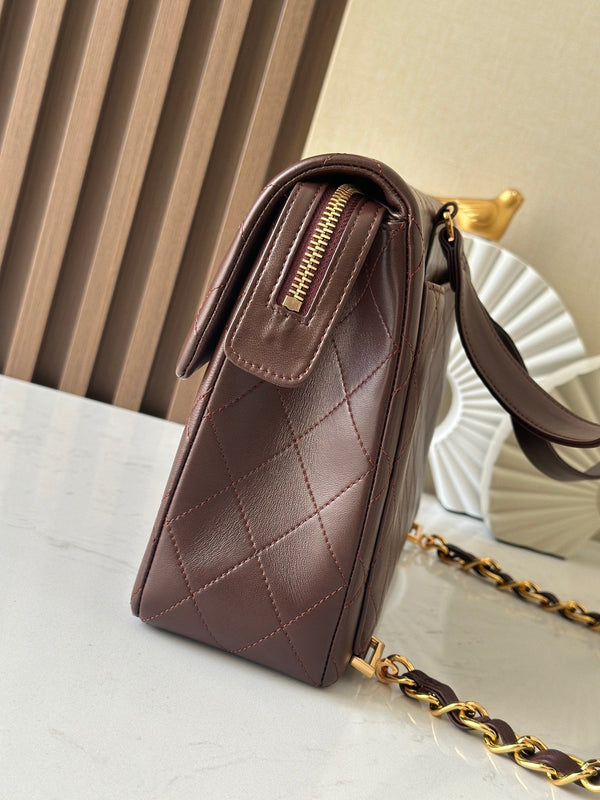 CC 2025 Backpack 30cm Brown Gold Backpack Sheepskin 298104