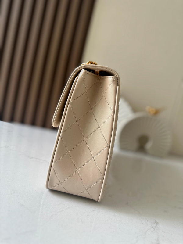 CC 2025 Flap Bag  30cm Apricot Gold Lambskin 298106