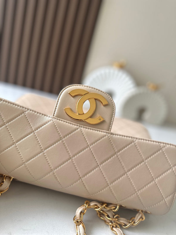 CC 2025 Flap Bag  30cm Apricot Gold Lambskin 298106