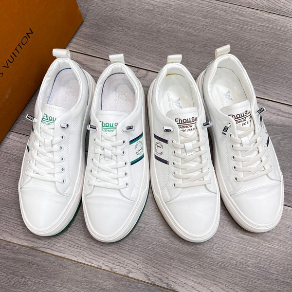 LV TRAINER WHITE AND GREEN CALFSKIN