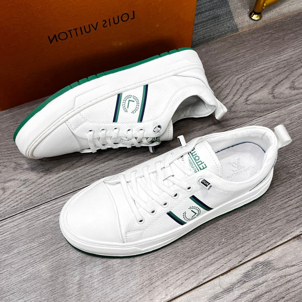 LV TRAINER WHITE AND GREEN CALFSKIN