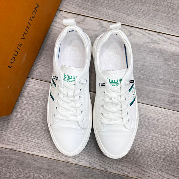 LV TRAINER WHITE AND GREEN CALFSKIN
