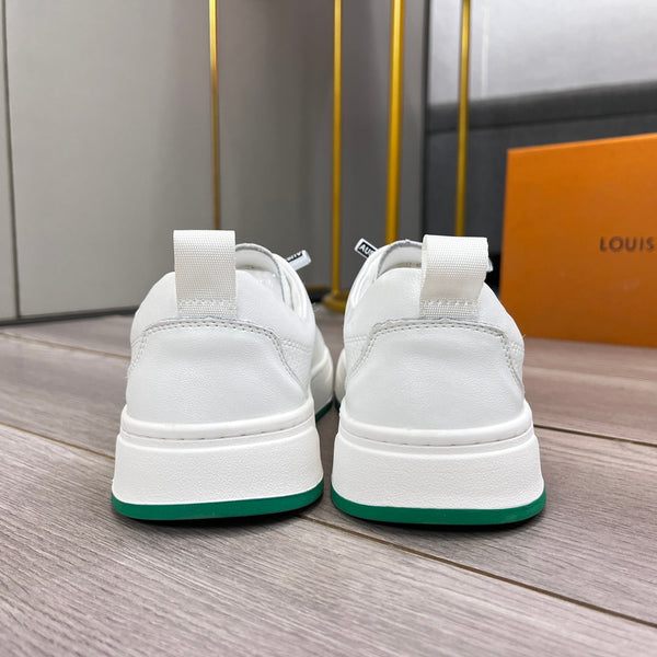 LV TRAINER WHITE AND GREEN CALFSKIN