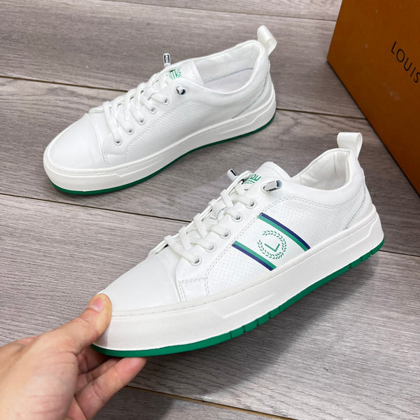 LV TRAINER WHITE AND GREEN CALFSKIN