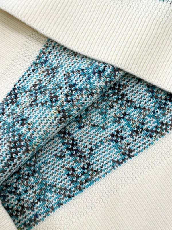 CD 25 Maglione Pullover Crema Blu-verde Lana