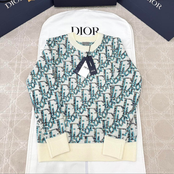 CD 25 Maglione Pullover Crema Blu-verde Lana