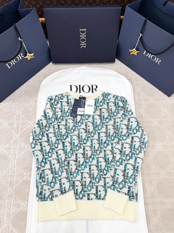 CD 25 Maglione Pullover Crema Blu-verde Lana