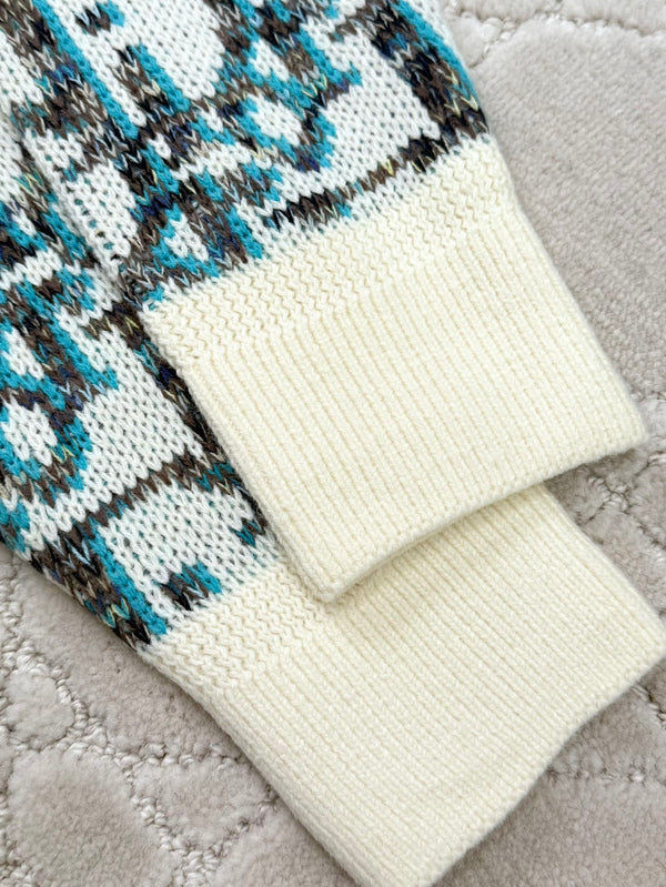 CD 25 Maglione Pullover Crema Blu-verde Lana