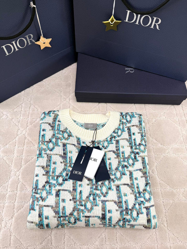 CD 25 Maglione Pullover Crema Blu-verde Lana