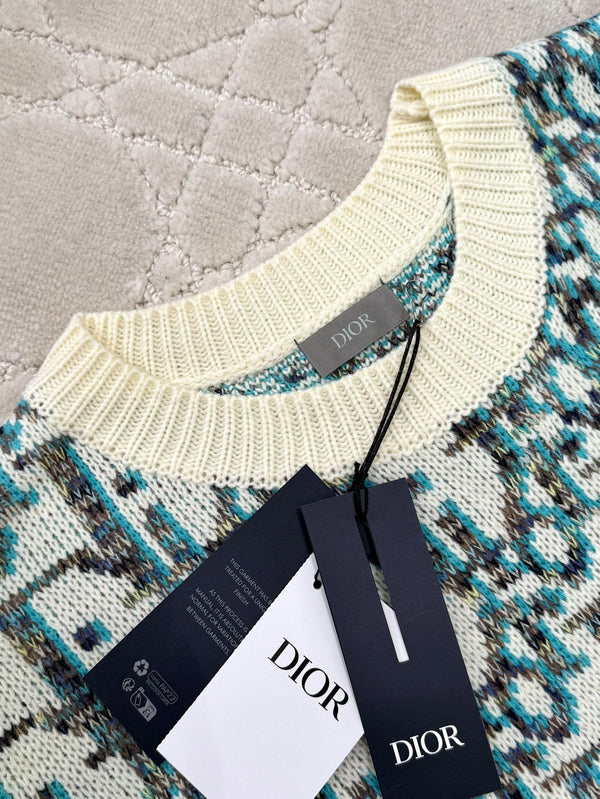 CD 25 Maglione Pullover Crema Blu-verde Lana