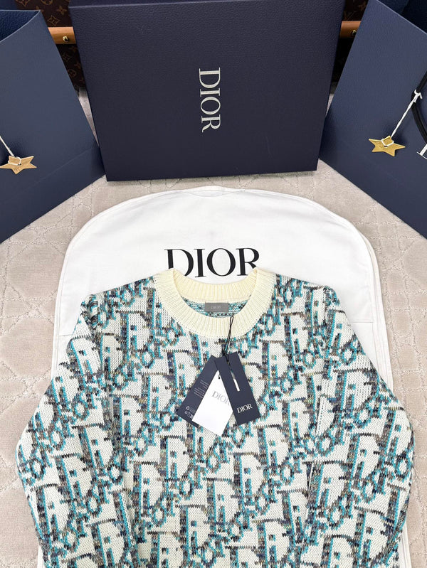 CD 25 Maglione Pullover Crema Blu-verde Lana