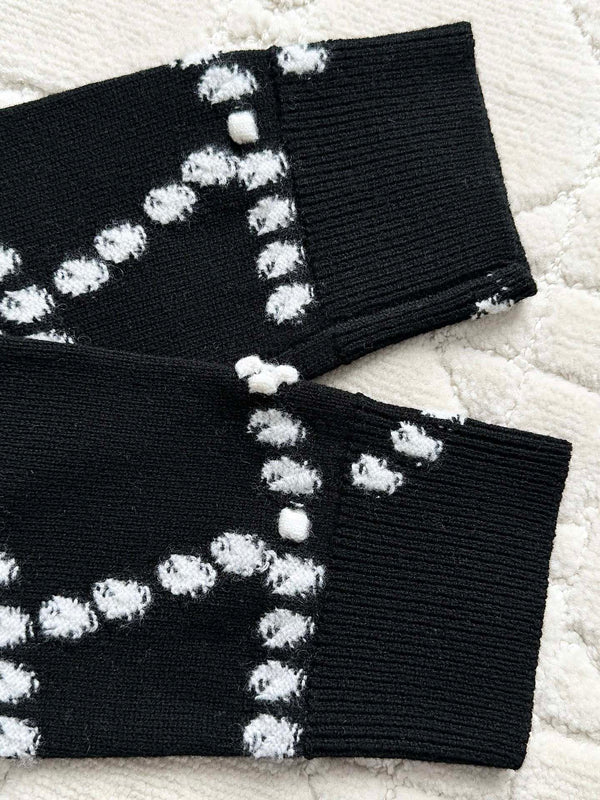 Chanel 25P Cardigan Black Mix White Cashmere 237301