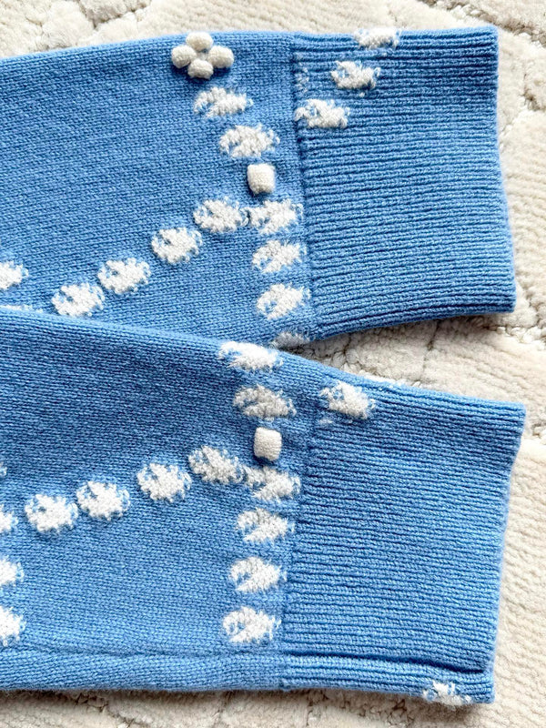 Chanel 25P Cardigan Light Blue Mix White Cashmere 237300
