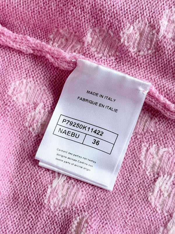 Chanel 25P Cardigan Pink Mix White Cashmere 237302