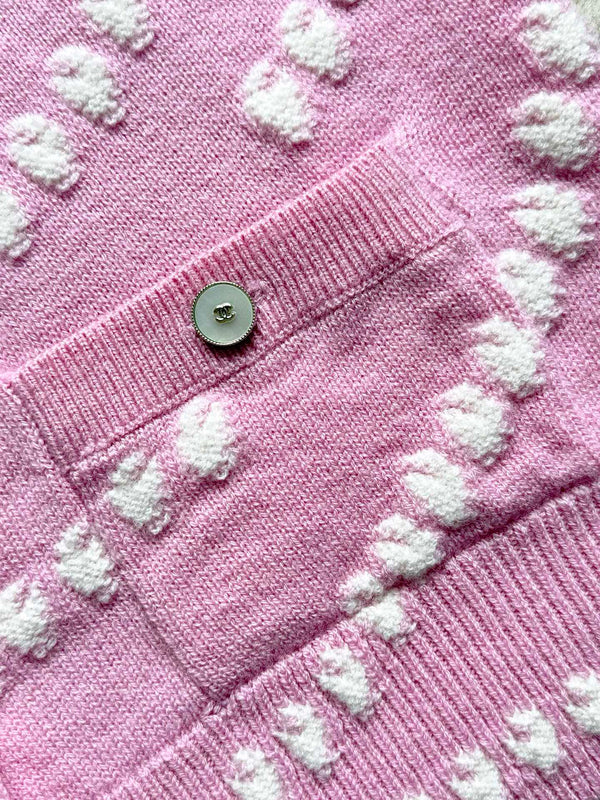Chanel 25P Cardigan Pink Mix White Cashmere 237302