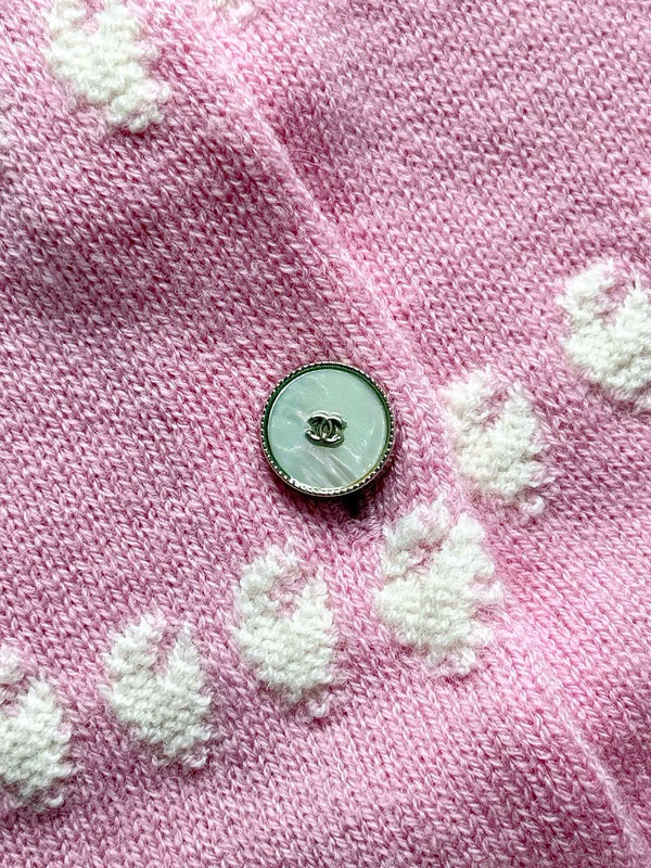 Chanel 25P Cardigan Pink Mix White Cashmere 237302
