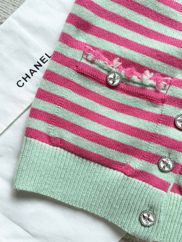 Chanel 25P Tube Top Pink Mix Green Cashmere 237316