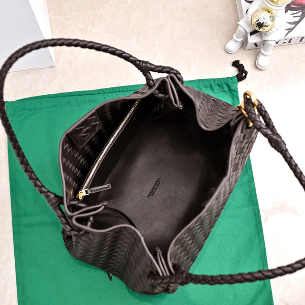 BV 26s Parachute Bag Black Intrecciato Leather 291397