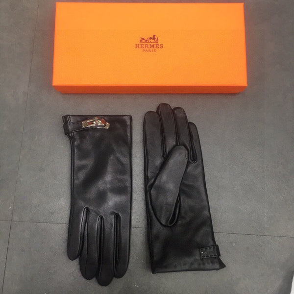 GLOVES WITH LOCK HARDWARE IN BLACK LAMBSKIN 410802
