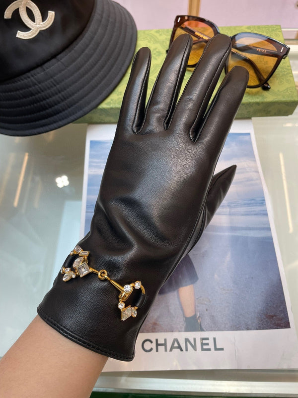 HORSEBIT GLOVES IN BLACK LAMBSKIN WITH CASHMERE LINING 454592