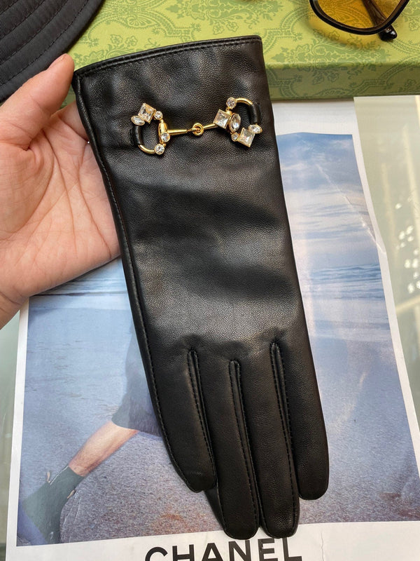 HORSEBIT GLOVES IN BLACK LAMBSKIN WITH CASHMERE LINING 454592