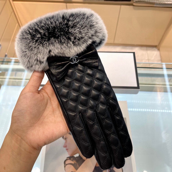 GLOVES IN BLACK LAMBSKIN WITH RABBIT FUR 463833